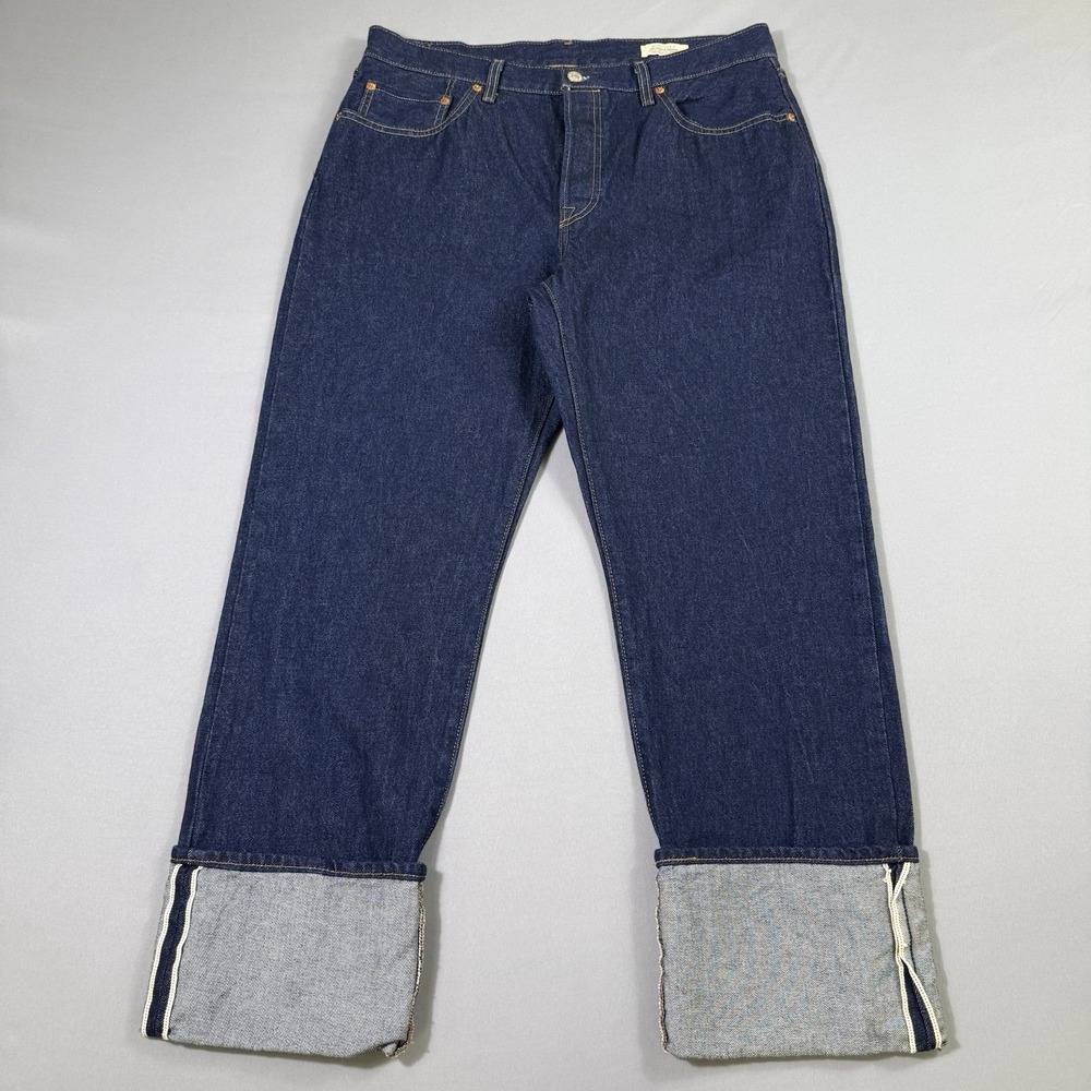 Levi's 501 90s Selvedge Jeans Women 32x34 (measures 33) Blue Denim Raw Dark Wash